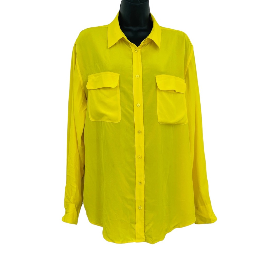 Equipment Yellow Long Sleeve Button-Up Blouse